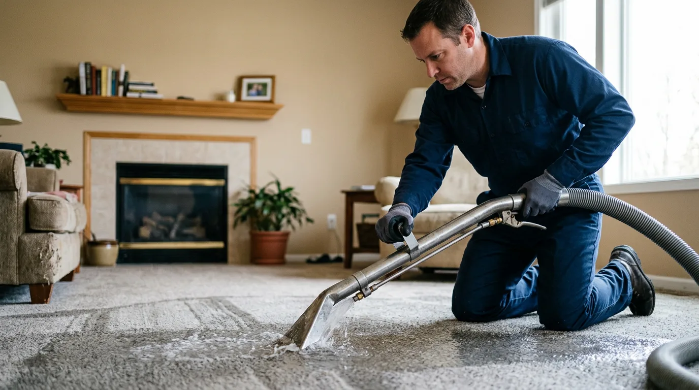 Water damage restoration technician working near Saint Thomas, PA